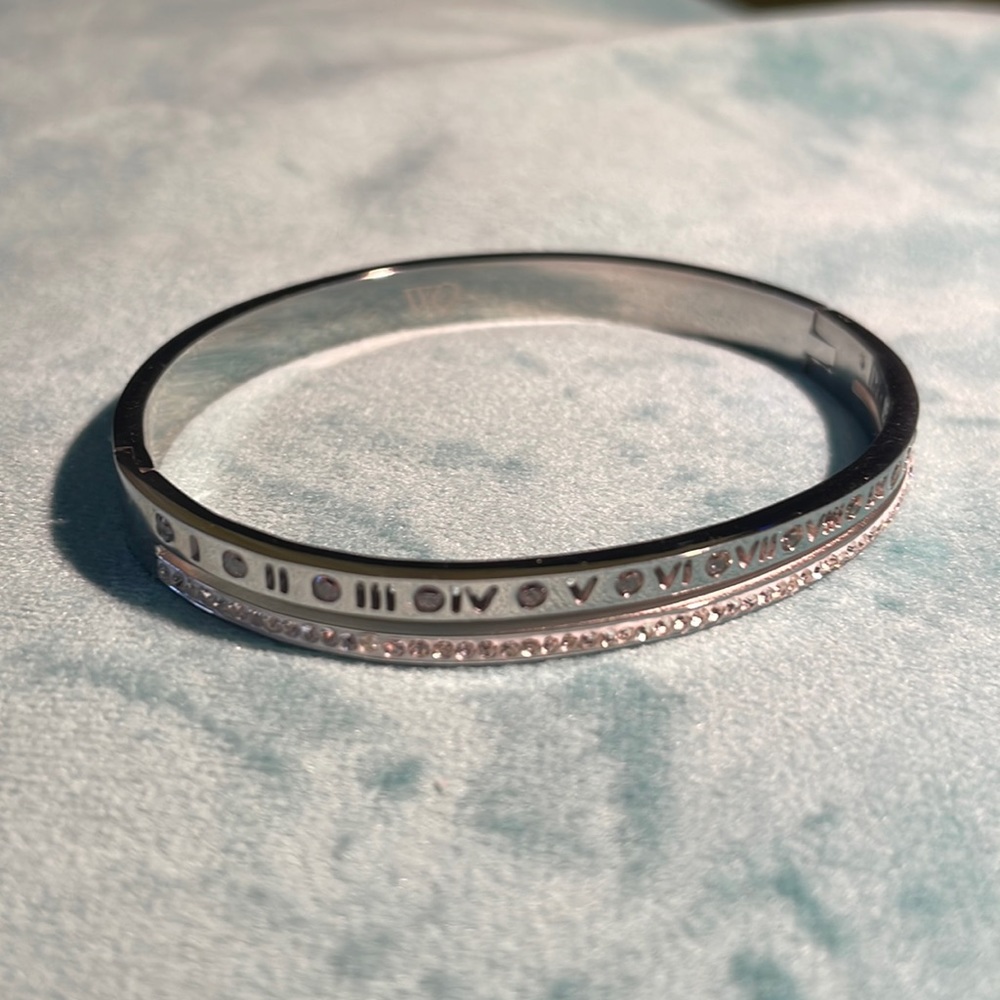 Silver-tone Bracelet with Rhinestone Accents.